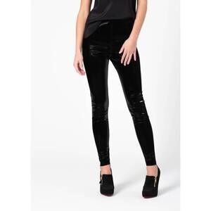 NEW LAVENDER BROWN patent leather pull-on leggings in black